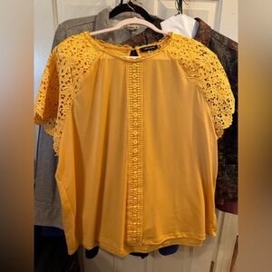 Cable and Gauge Yellow Crochet Sleeve Blouse